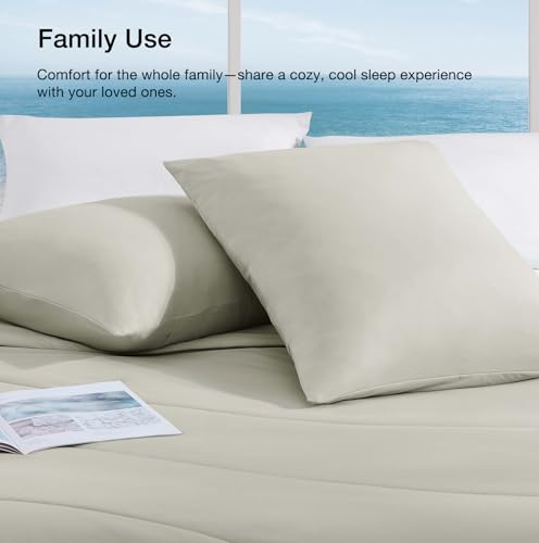 Monbix ChillChilla Cooling Comforter Queen Size-3 Pieces Cooling Blankets for Hot Sleepers and Night Sweats, Double-Sided Summer Queen Comforter Set, Breathable Lightweight Blanket Grey