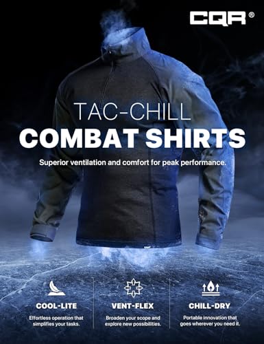 Image of CQR Men's Tactical Combat Shirt, 1 /4 Zip Long Sleeve Breathable Military BDU Training Top for Shooting, Hunting, Range Use
