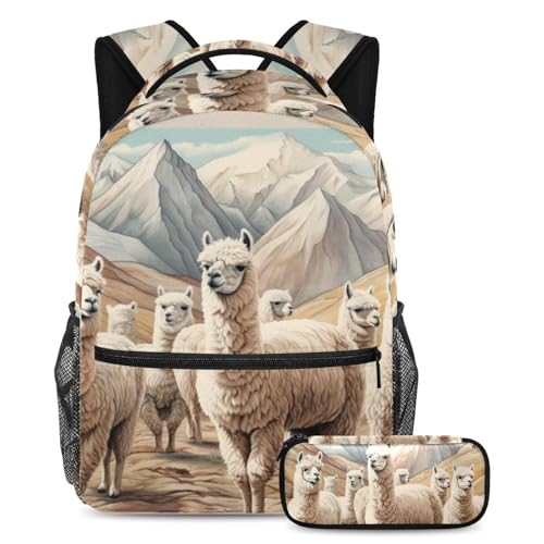Sac à dos polyvalent 2 pièces alpaga en fourrure grand sac scolaire