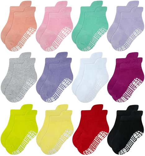 Image of RATIVE Anti Slip Ankle Socks with Grips for Baby Toddler Kids Boys Girls