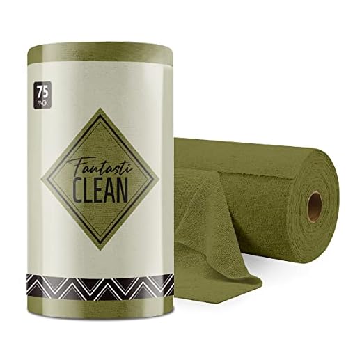 Fantasticlean Microfiber on a Roll Tear Away Cleaning Towels, Reusable and Washable Cloths, for Car, House, Garage or Kitchen, 12" x 12", 75 Pack (Olive Green)