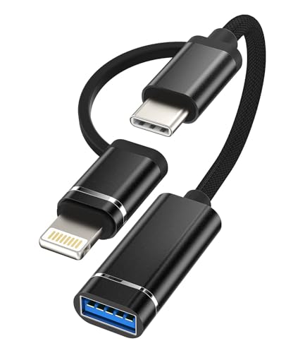 Adaptateur Câble OTG USB Femelle vers USB C et Lightning pour iPhone et Samsung