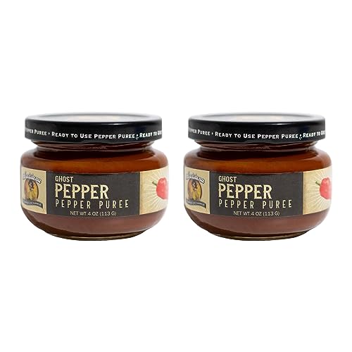 Louisiana Pepper Exchange Ghost Pepper Puree Sauce, Super Hot Chili Spicy Flavor Seasoning, Plant-Based, Gluten-Free, Replaces Ghost Pepper Powder, 2-Pack
