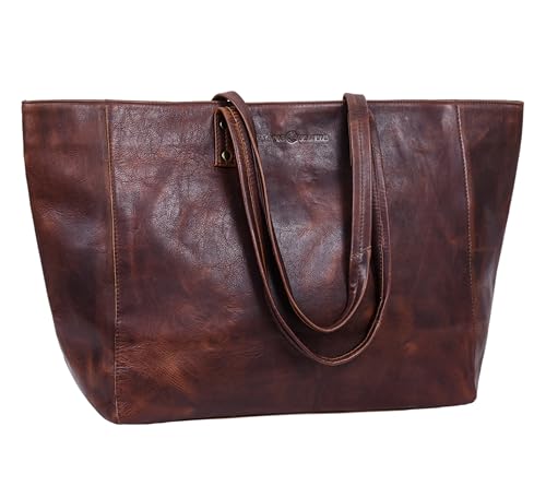 ANTONIO VALERIA Avery Damen Schultertasche aus Leder, mit Griff, Braun