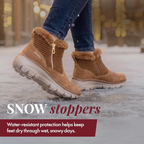 Skechers Women's EASY GOING - GENTLE FALL, Sweater knit zip up boot, Chestnut, 8.5M - image 2