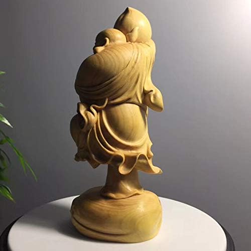 Mascot Wooden Crafts Wood Carving Art Wood Decoration Artwork 小叶黄杨木贺寿弥勒家居摆饰摆件书房客厅装饰雕刻木雕工艺品(黄杨木贺寿弥勒)