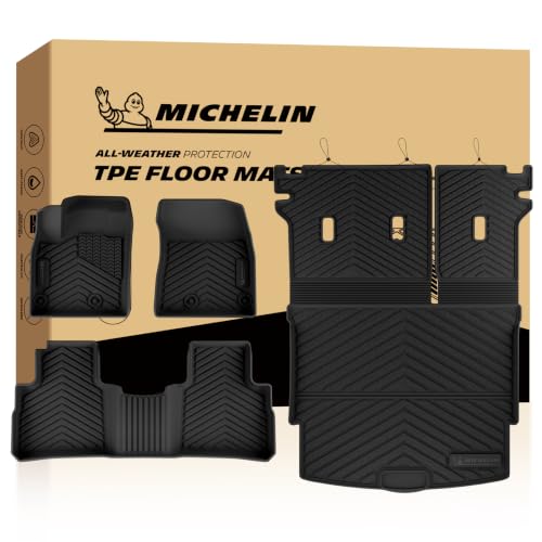 Image of Michelin Vehicle Mats for 2021-2025 2026 Nissan Rogue, Not for Sport | All Weather Floor Mats&Backrest&Trunk Liner, Car Accessories, Custom Fit, Durable TPE, Non Slip Cargo Mats, 6PCS, Premier B