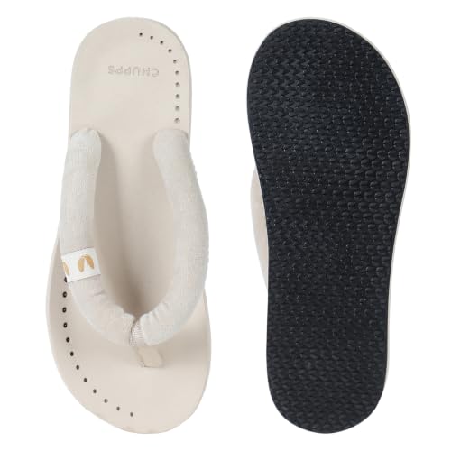Image of CHUPPS Plush Beige Drift Orthopedic Slippers | Soft Footpharma Footbed | Breathable Ventilation Holes | Lightweight Flip Flops | Anti-Skid Chappals for Everyday For Womens