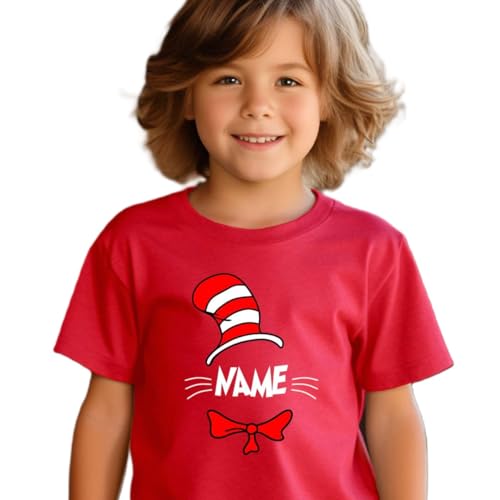 Personalized cat and the hat read shirt, reading day shirt, national read across America shirt, reading week shirt kids3