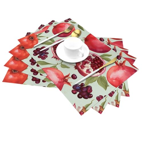Set de table antidérapant résistant à la chaleur en PVC tissé motif grenade