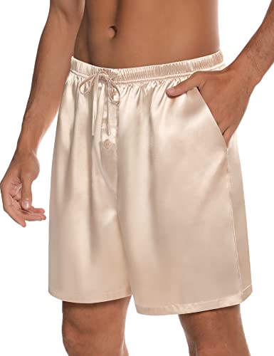 Swomog 3 Pack Silk Boxers For Men Satin Boxers With Pockets Pj Bottoms Drawstring Sleeping Shorts Botton Lounge Pajama Short #TOP1