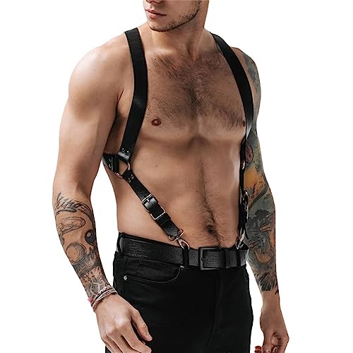 Men's Body Chest Harness Belt Adjustable Leather Suspenders Shoulder Belt Body Chest Harness Bondage Strap for Men Male Gay, Party Club Cosplay Costume Bar Nightclub Masquerade Clubwear3