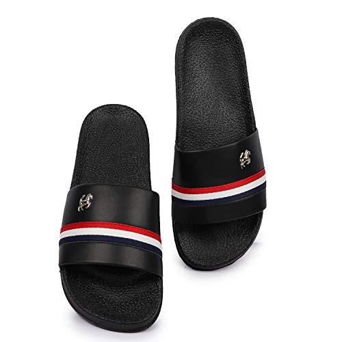 Image of PERY-PAO Mens Stylish Sliders White, Red, Black, Grey, Sky Blue Boys Slippers