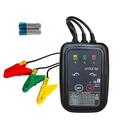 INNTURT Professional Grade Non-Contact 3 Phase Sequence Tester - 70-600V AC | Phase Rotation & Live Wire Detector | Electrician Tool Kit Essential, 20