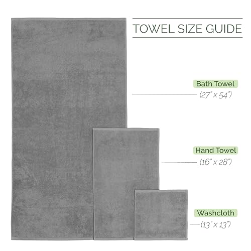 Image of Elegant Comfort Luxury 6-Piece 100% Turkish Cotton Jacquard Braided Textured Premium Hotel Quality Towel Set- Soft and Absorbent, Includes 2 Bath Towels, 2 Hand Towels and 2 Washcloths, Gray