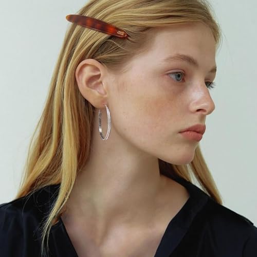 PABBEU Sterling Silver Hoop Earrings, 925 Sterling Silver Hoops Earrings for Women, Lightweight Silvers Hoops Earrings, Hypoallergenic Large Silvers Hoop Earrings for Women Gift 30/40/50MM 5