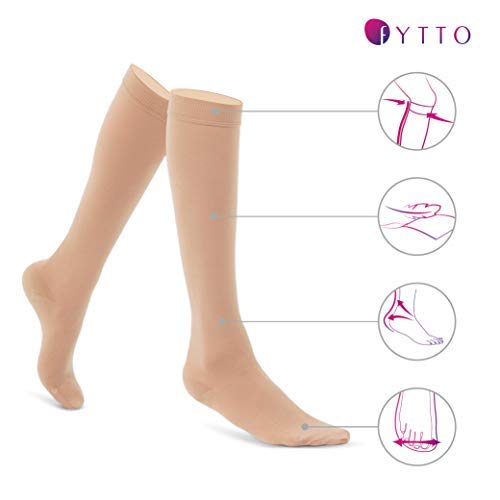 Fytto 1020 Opaque Compression Socks for Professionals 15-20 mmHg - Graduated Medical Support for Flight, Travel, DVT and Edema - Medium, Nude - Thumbnail 3