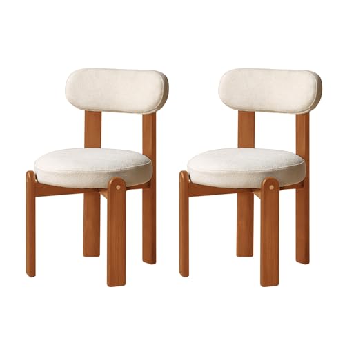 YESWOOD Lot de 2 Chaises de Salle à Manger en Chenille, Chaise Rétro, Structure en Cerisier Massif, Chaises Assemblées pour Cuisine, Salon, Chambre, 46 x 49...