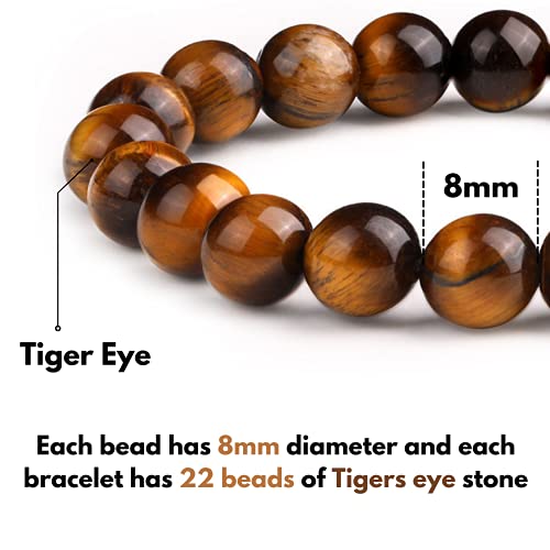 Crystal Vibe 8Mm Beads Tiger Eye Bracelet For Women Men - Tiger Eye Crystal Bracelet For Spiritual Healing Positive Energy #TOP4