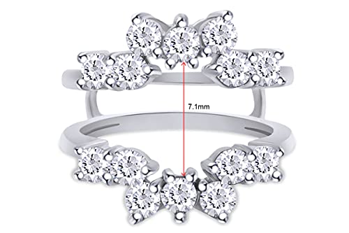 AFFY 1 Carat Round Sunburst Halo Ring Guard Enhancer in Sterling Silver with Cubic Zirconia2