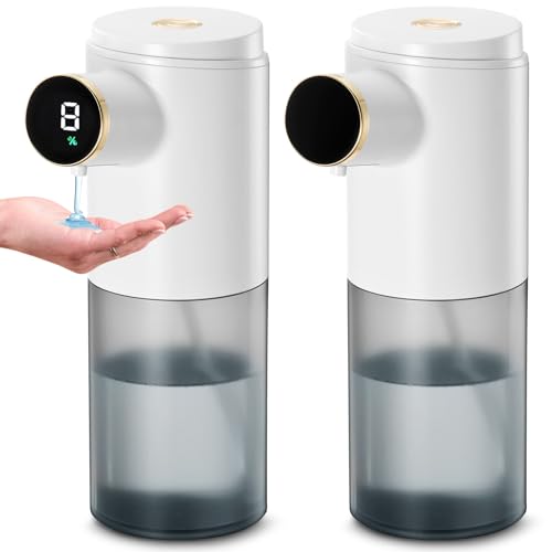 2 Pack Automatic Soap Dispenser,Electric Liquid Soap Dispenser Touchless,Rechargeabled Motion Sensor Hands Free Soap Dispenser for Bathroom Kitchen