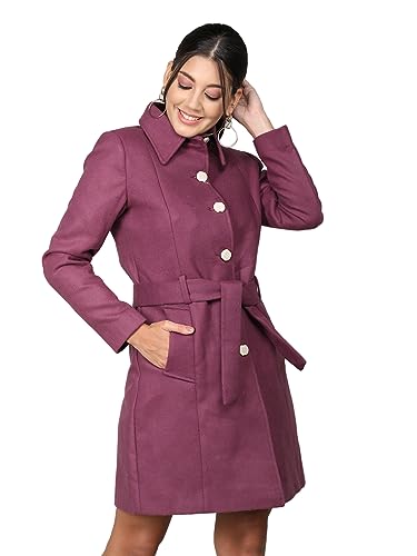 Image of CHKOKKO Women Chic Winter Coat Single Breasted | Knee Length Design with Buttoned Closure and Practical Front Side Pockets for Stylish and Comfortable Wear