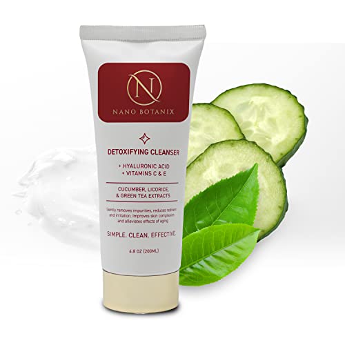 Nano Botanix | Detoxifying Cleanser Gel - Gently Removes Impurities, Reduces Redness and Irritation - with Hyaluronic Acid, Vitamins C & E - 6.8 OZ (200mL)