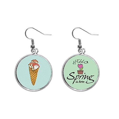 Pendientes de primavera para fiestas de diseño de helado rojo y blanco