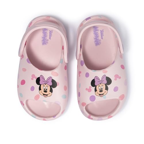 Disney Minnie Mouse Toddler Water Shoes - Pink Polka-Dot Clogs for Girls Slip-On Pool Beach Shoes Quick-Dry Lightweight EVA Officially Licensed Size 9-10 Toddler