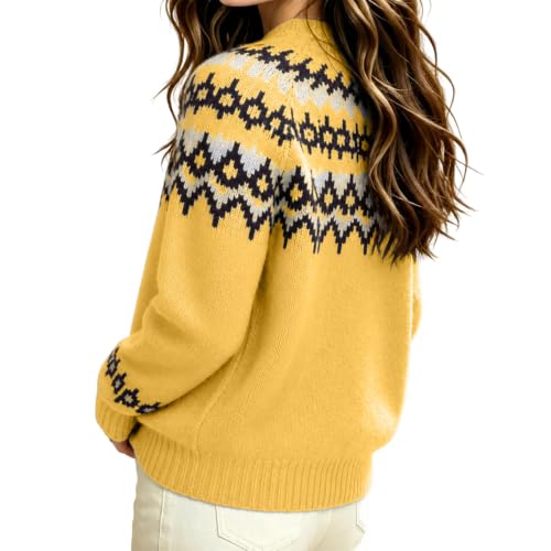 Sweaters for Women Mock Neck Fair Isle Knit Pullover Relaxed Fit Fall Tops - image 6