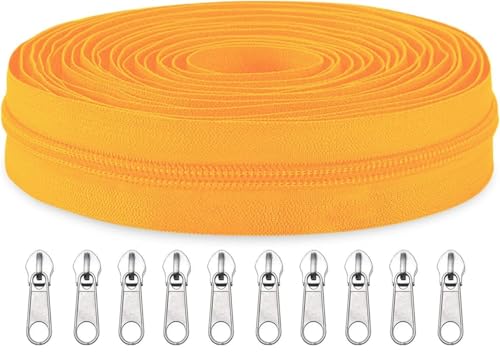 Image of Zipper Roll (Number : 5) 5 Meter with 10 Zip Puller - Two Way Open-Ended Nylon Zipper (Yellow, 5 Meter)