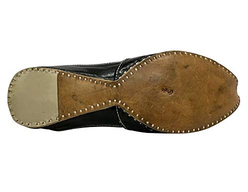 Black Men Vintage Look Handmade Leather Khussa Shoes Indian Aladdin Juttis4