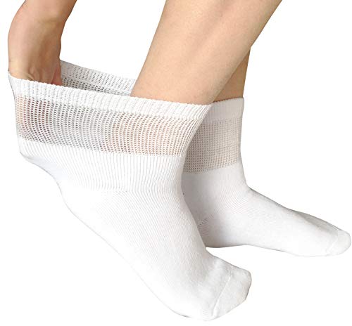 Women Diabetic Ankle Quarter Socks Extra Wide Non-Binding Top Moisture Wicking For Diabetes Swollen Edema Neuropathy Circulatory Feet 4 Pairs #TOP3