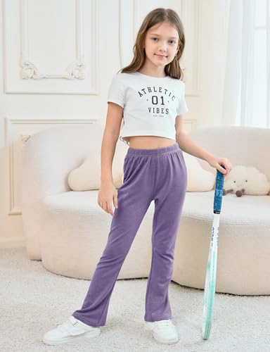Jimonda Girl Flare Leggings 3 Pack Girl Bell Bottom Pants Mid Waist Soft Stretch Casual Pants for Kids Teen Girl School Pants3