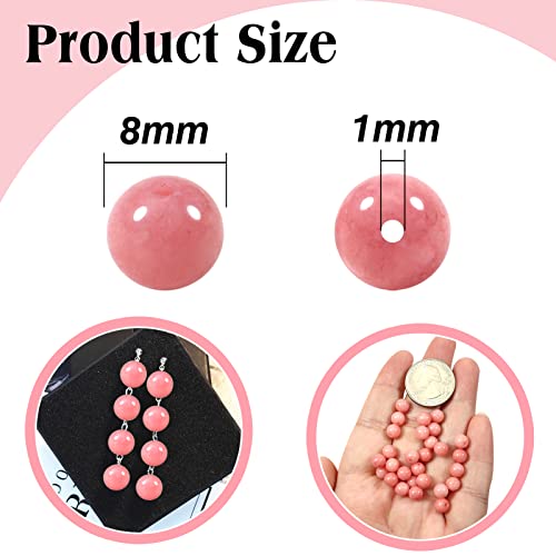 TOAOB 100pcs Natural Stone Pink Chalcedony Jades Round Crystal Beads for Jewelry Making 8mm Natural Gemstone Round Loose Bead for DIY Bracelets Necklaces Crafts - Image 2