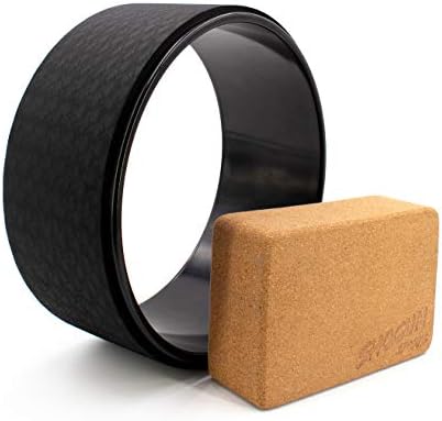 Shogun Sports Yoga Wheel. Improve Your Yoga Poses, Perfect for Stretching, Improving Flexibility and Backends. Yoga Wheel for Opening The Chest, Back Spine. 12" x 5" (Black & Black + Yoga Block)