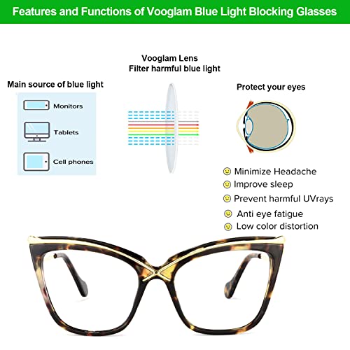 Image of VOOGLAM Stylish Cat Eye Blue light Blocking Glasses for Women Anti UV Eyestrain Eyewear Janina GOX006465