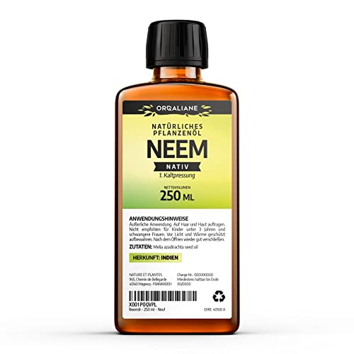 Neemöl 250 ml - Rein, Natürlich und Kaltgepresst - Mehrzweck-Öl - Garten, Pflanzen, Zuhause, Kosmetiköl