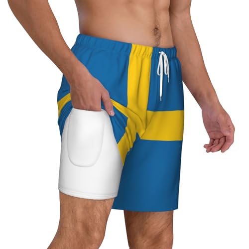 Swedish Flagshort Swim Trunks with Waist Rope and Two Side Pockets Beach Shorts Bathing Suits for Men3
