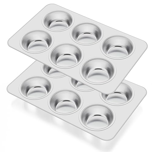 Herogo Stampo per muffin, 2 pezzi in acciaio inox per 12 muffin, 29 x 18 x 3 cm, per cupcake, brownies budino, atossico e sano, lavabile in lavastoviglie
