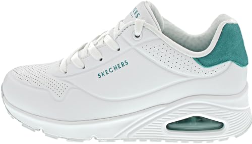 Skechers Uno, Zapatillas Mujer, White Durabuck Mint Suede Trim, 40 EU
