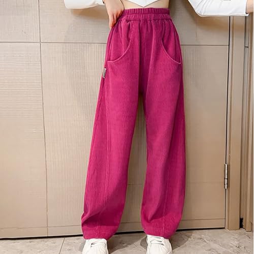 Kids Girls Baggy Corduroy Ribbed Pants Solid Color Loose Elastic Waist Comfy Casual Pants Fall Fashion Warmth Trousers2