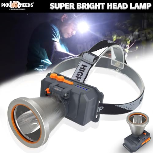 Image of Pick Ur Needs 150 Watt Laser Rechargeable Head Lamp 3 LED Mode Aluminum Body 2000mAh Battery Head Torch /Headlamp for Camping (Silver)