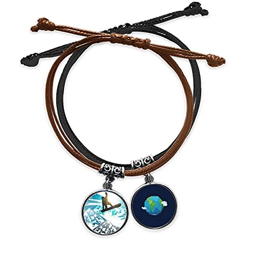 Pulsera de esquí artesanal de cuero legítimo con detalles de acuarela