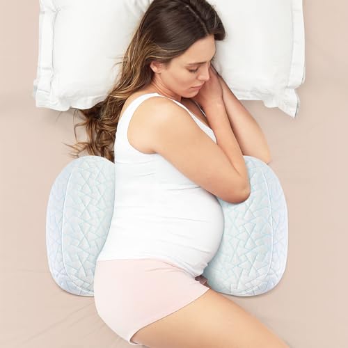 Image of Safotad Pregnancy Pillows for Sleeping, Adjustable Travel Wedge Pillow for Belly, Back & Hip Support, Compact Maternity Sleep Pillow with Cooling Washable Cover