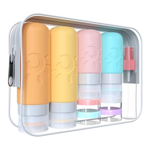 Zafit 18 Pack travel Bottles for Toiletries, TSA Approved Silicone Travel Containers Leak Proof Refillable Travel Accessories for Shampoo Conditioner Lotion Body Wash(Multicolored E)