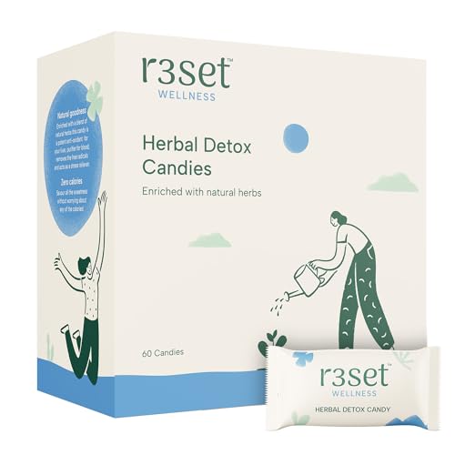 Image of R3SET Herbal Detox Candy | Daily Liver Cleanse for High SGPT & SGOT, Fatty Liver & Bloating| Blood Purifying Ayurvedic Blend with Kalmegh, Manjistha, Punarnava & Guduchi - 60 Candies