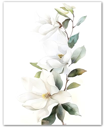Magnolia blanche impression murale ZUKIY 20x25cm poster botanique sans cadre pour chambre et bureau