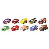 Disney Pixar Cars GKG08 - Mini Racers Derby Racers Serie 10er-Pack Kleine Metall-Autos aus dem Film, Spielzeug ab 3 Jahren, Modell sortiert