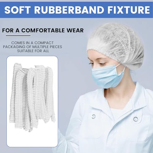 ORILEY Disposable 18 Inch Head Cover 8 GSM Elastic Bouffant Cap Non-Woven Hair Covering Net for Medical Hospital Lab & Restaurants (25 Pc)